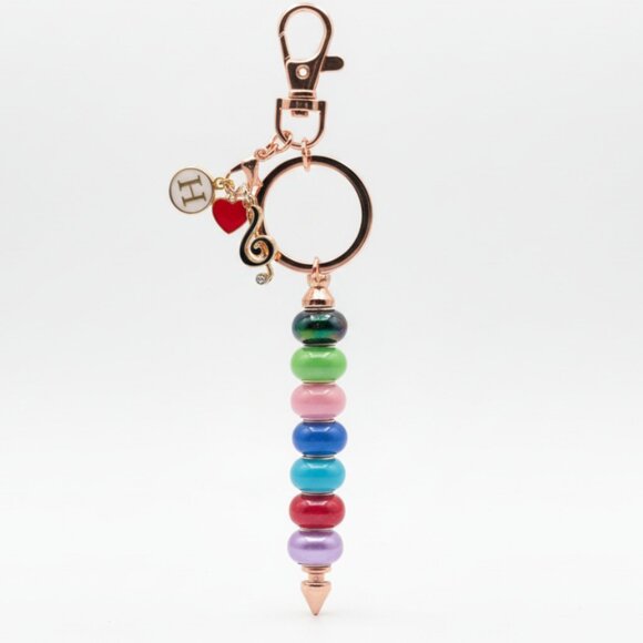 Accessories - Beaded Handcrafted Initial "H" Keychain/bag charm w/heart and music note charms.